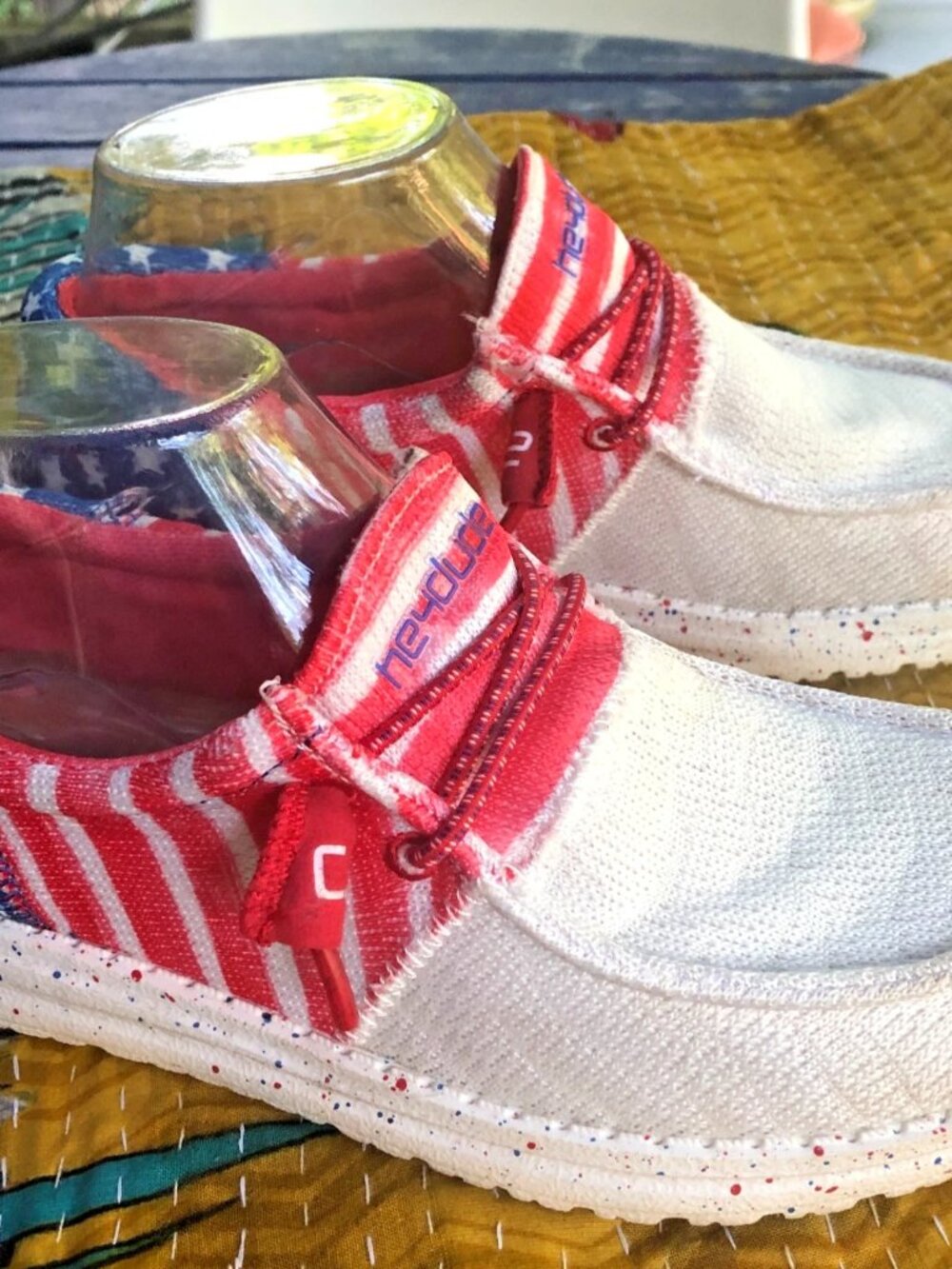 Hey Dude Wendy Sox Patriotic American Flag Shoes Women's Size 6 Slip-On Loafer - Picture 1 of 9
